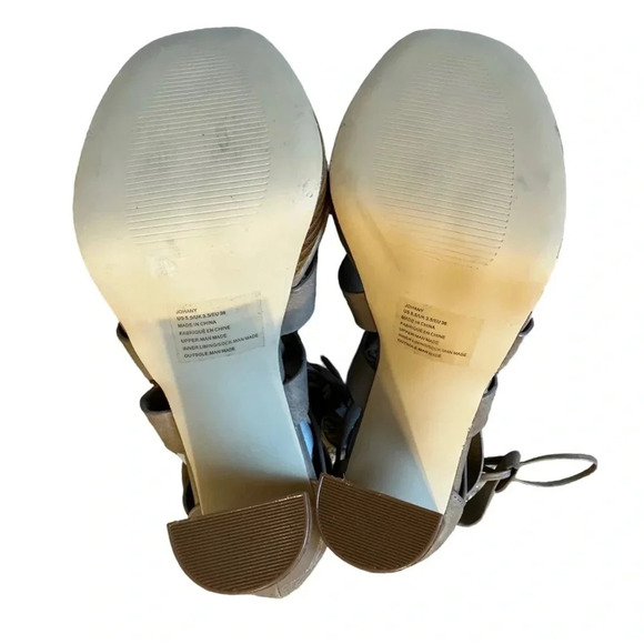 Shoe Dazzle NEW Johany Stacked Heel Platform Sandal Strappy Taupe Women’s 5.5 - Picture 6 of 8